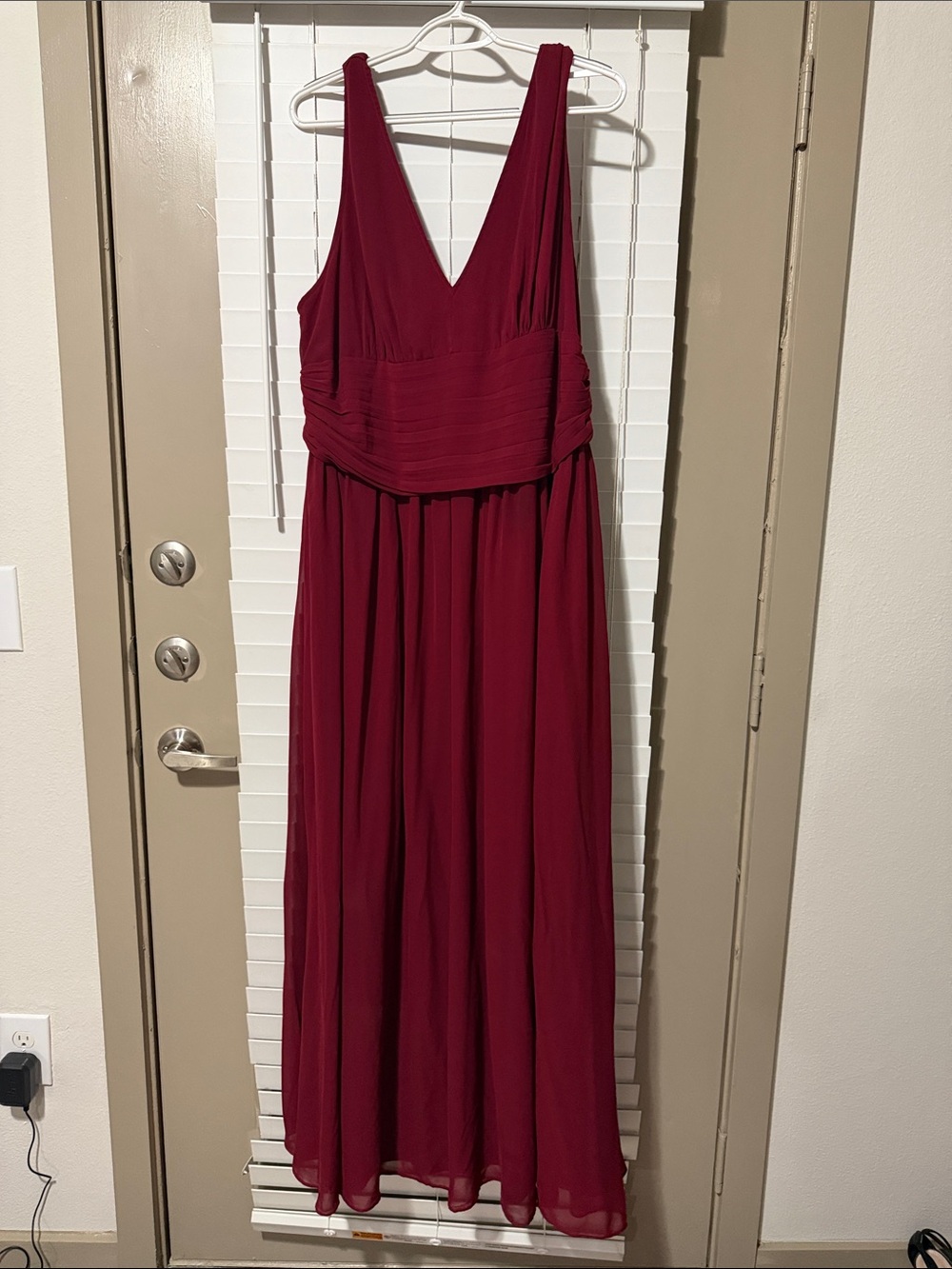 Ever Pretty V-Neck Burgundy Maxi Dress